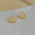 Osmanthus Flower Micro Pave Zircon 14K Plated Copper Stud Earrings