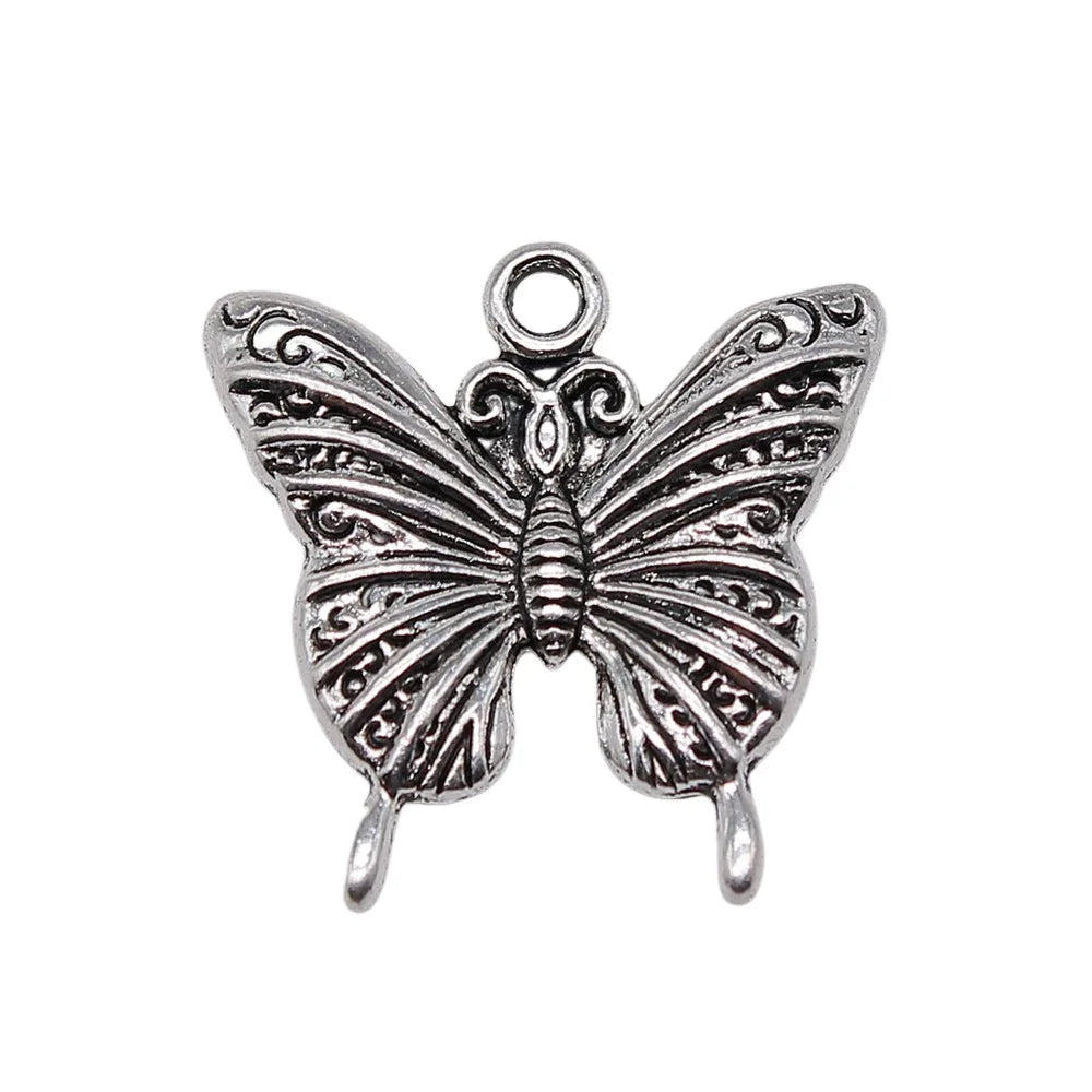 23x23mm 1.9g Multicolor Zinc Alloy Butterfly Charm Pendant for DIY Garment Jewelry Making