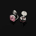 Elegant Luxury Rose Cut Pink Zircon Spiral Shell Stud & Clip On No Piercing Silver Tone Earrings