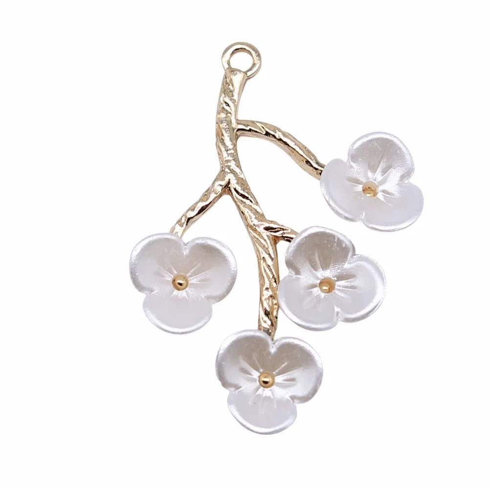 38x28mm 2.65g KC Gold Zinc Alloy Flower Branch Charm Pendant for DIY Necklace Bracelet Jewelry Making