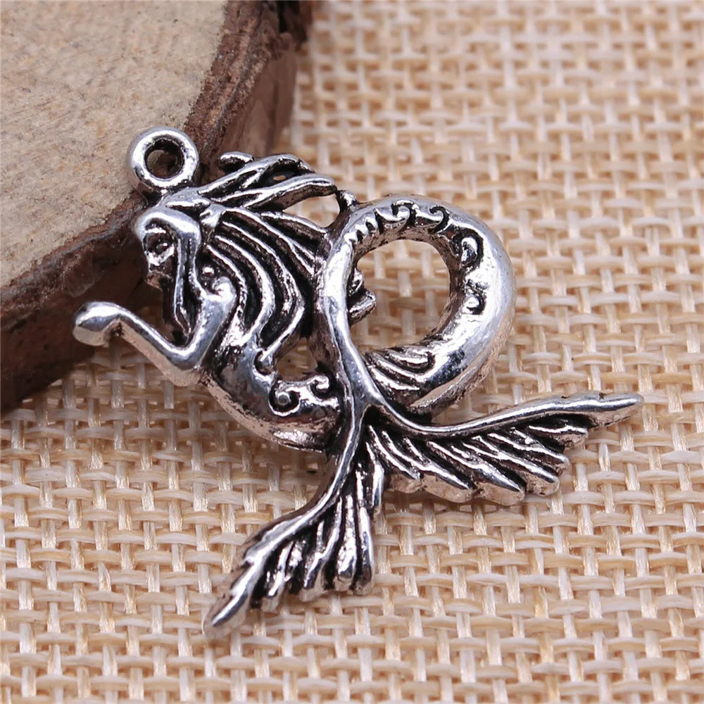 27x27mm 2.5g Multicolor Zinc Alloy Mermaid Charm Pendant for DIY Ocean Theme Jewelry Making