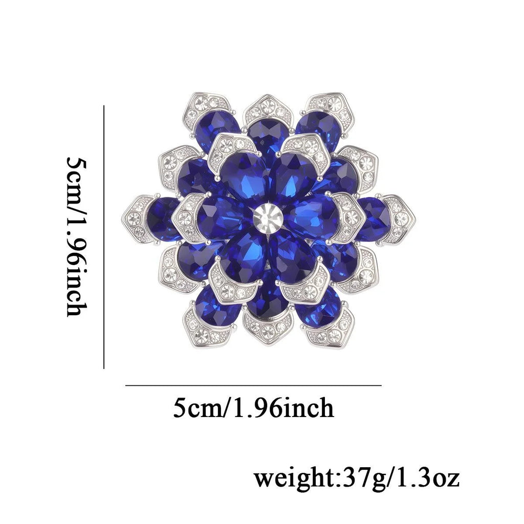 Elegant Blue Cornflower Snowflake Brooch With Rhinestone Alloy Petals, Luxury Lapel Pin Corsage Gift