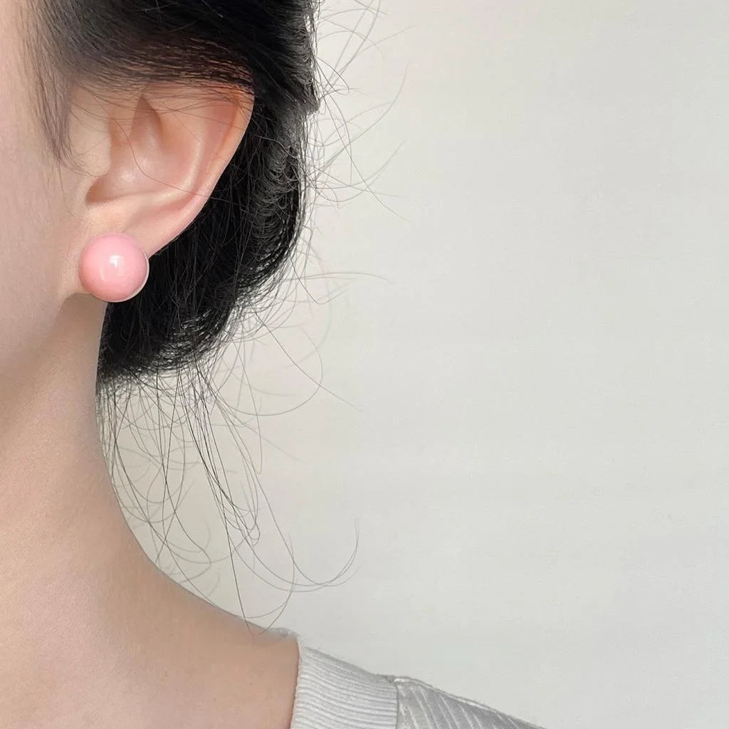 Dopamine Colorful Resin Ball Stud Earrings Macaron Round Geometric Cute Sweet Jewelry