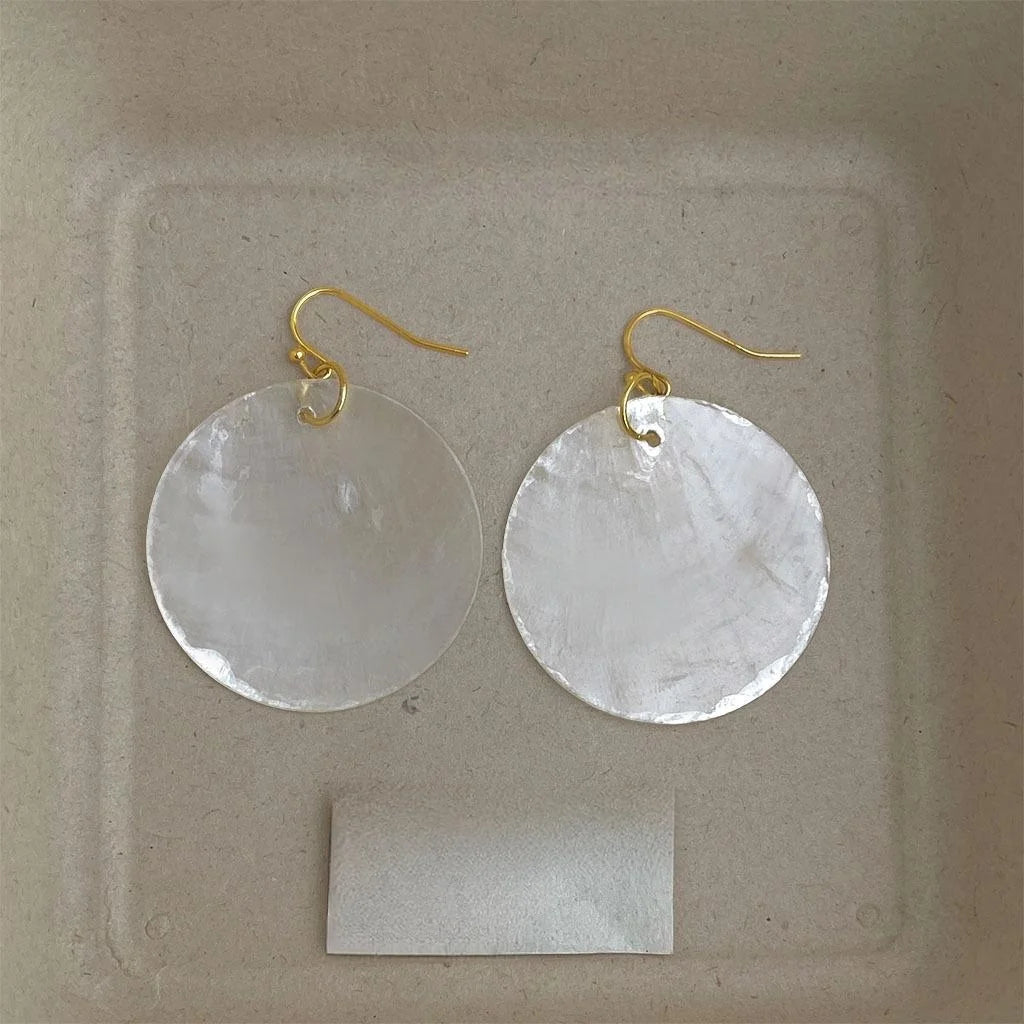 Natural Shell Geometric Drop Earrings Minimalist Beach Vacation Style Fashion Jewelry