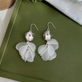 Handmade Glass Glaze Floral Tassel Drop Earrings, Niche Sweet Forest Vacation Style Jewelry
