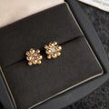 14K Gold Plated Copper Micro Pave Zircon Art Ball Stud Earrings Korean Fashion Geometric Polka Dot