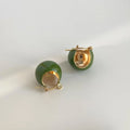 14K Gold Plated Copper Round Enamel Bean Drop Earrings Handmade Luxury Geometric Jewelry