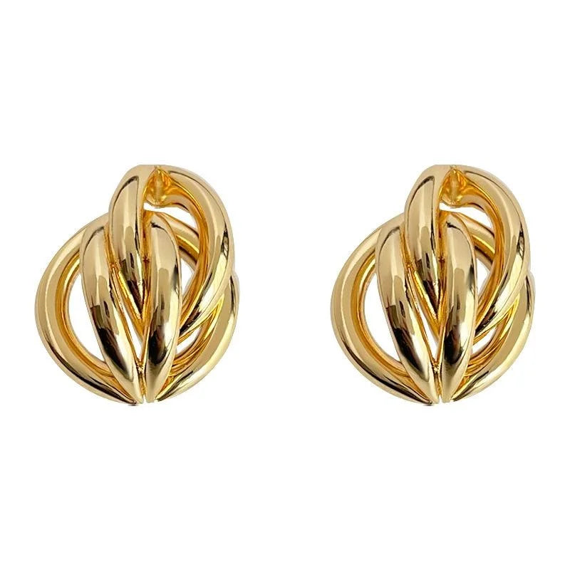 18K Gold Plated Copper Irregular Geometric Hollow Line Drop Earrings For Women