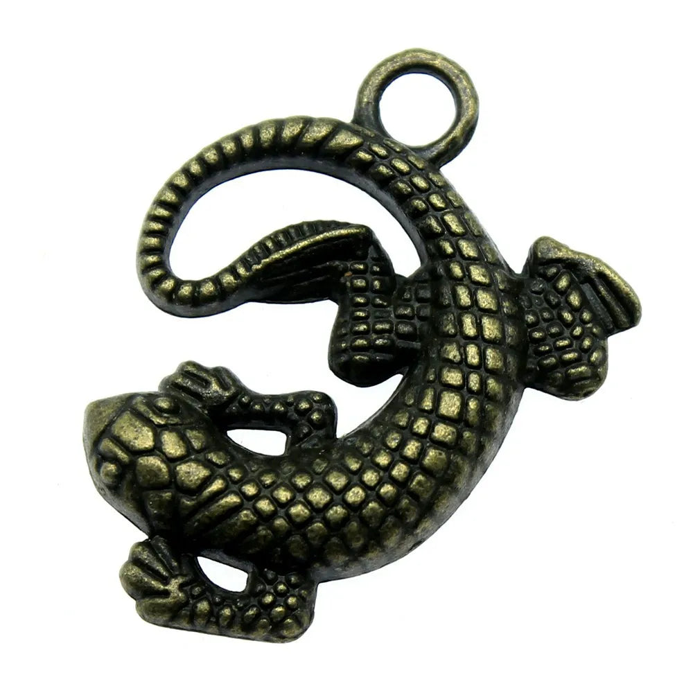 31x24mm 4g Multicolor Zinc Alloy Gecko Charm Pendant for DIY Necklace Bracelet Making
