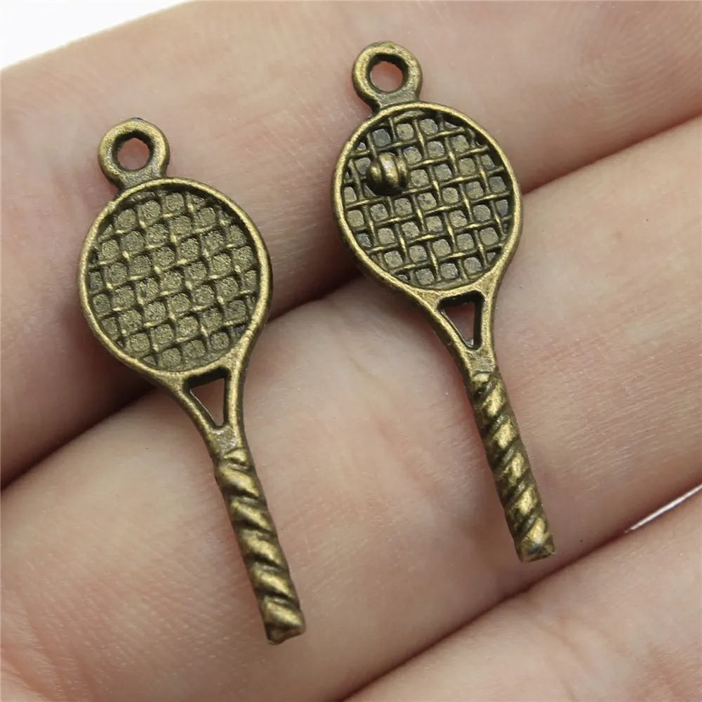 30x10mm 1g Multicolor Zinc Alloy Tennis Racket Charm Pendant for DIY Bracelet Necklace Making