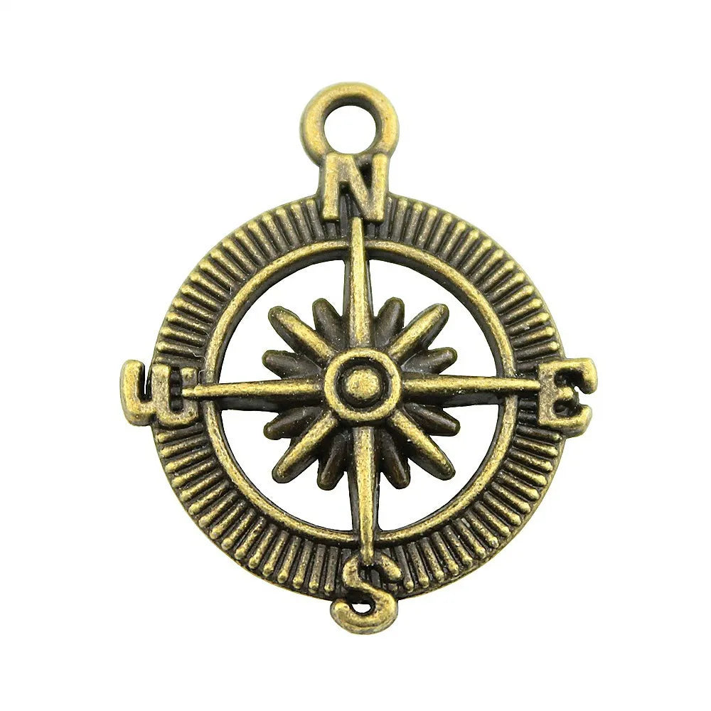 24mm 2.8g Multicolor Zinc Alloy Compass Charm Pendant for DIY Necklace Bracelet Jewelry Making