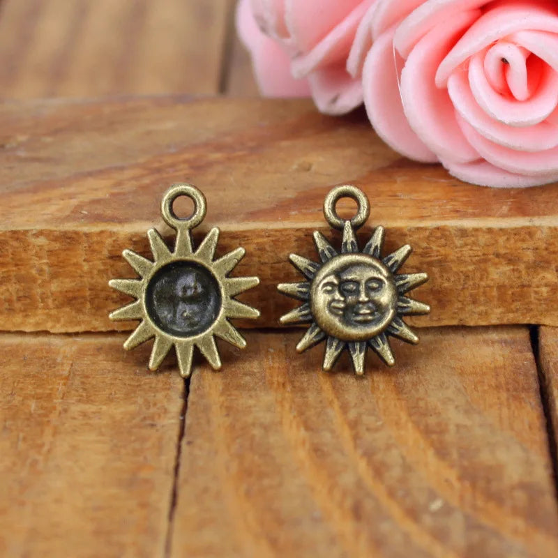 12MM Zinc Alloy Sun Moon Charm Pendant for DIY Necklace Bracelet Jewelry Making