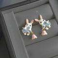 Cute Rabbit Fairy Enamel Hand Painted Eco-Friendly Copper Lolita Stud Earrings