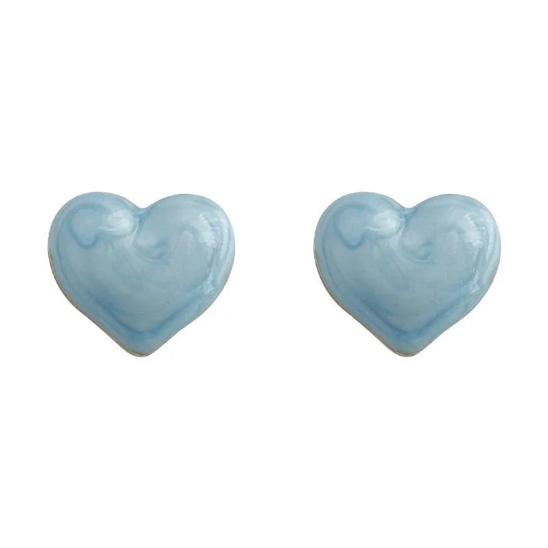 Summer Sweet Heart Enamel Alloy 14K Plated Stud Earrings