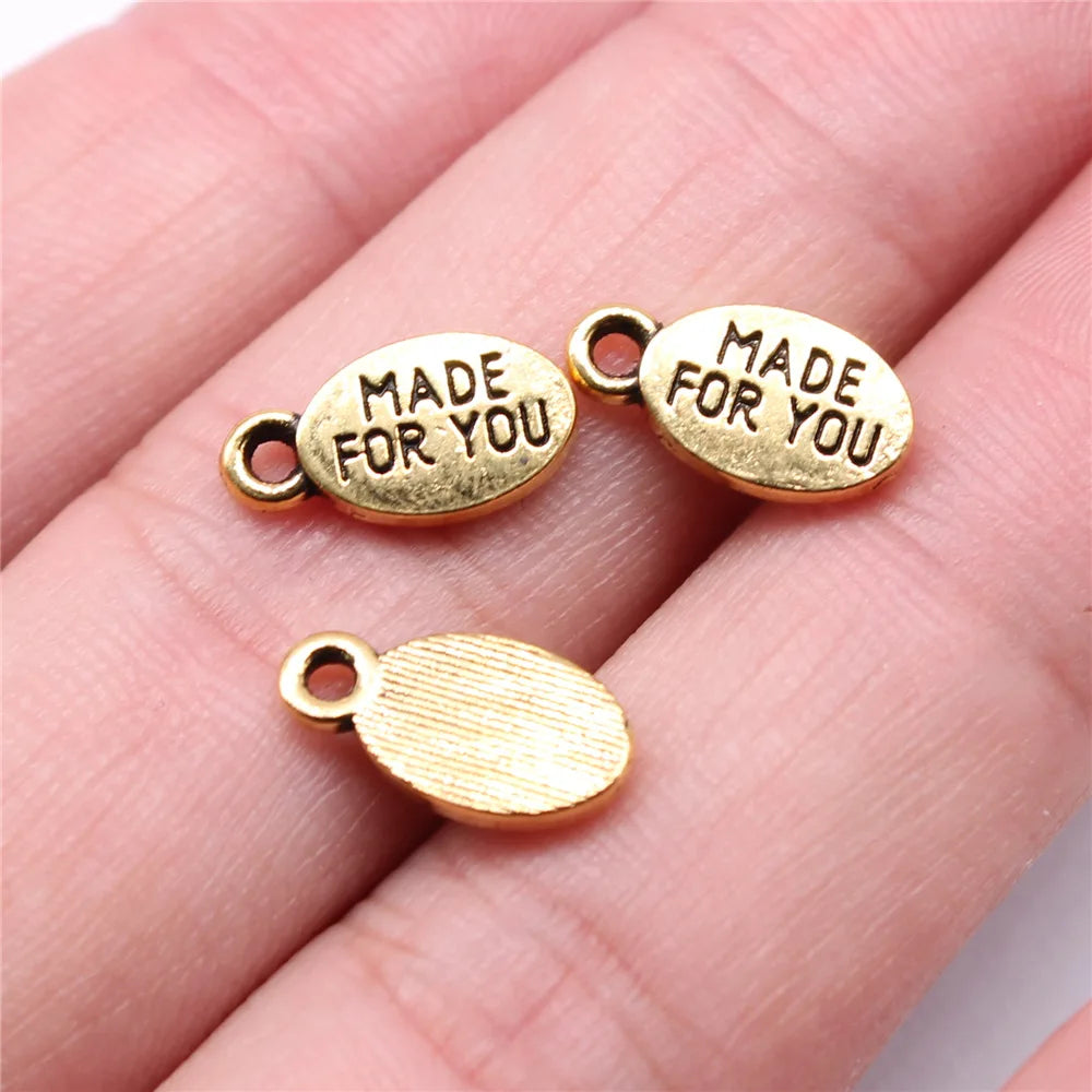 13x7mm 0.7g Multicolor Zinc Alloy Made For You Letter Charm Pendant for Bracelet Necklace Making