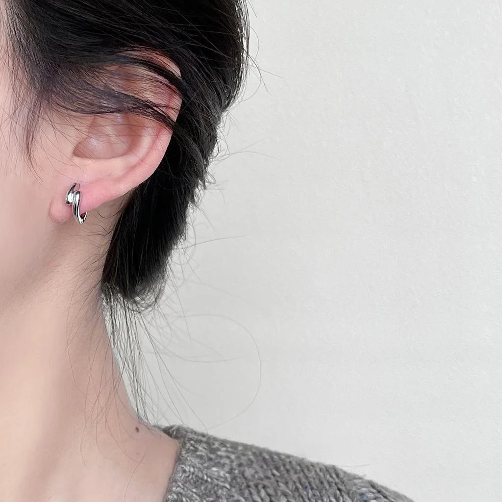 Silver Plated Copper Geometric Round Stud Earrings Minimalist Sweet Cool Daily Jewelry