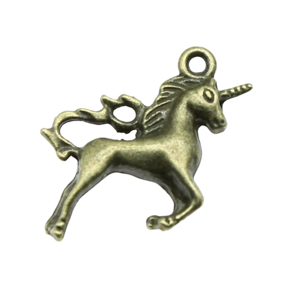 24x21mm 3.1g Zinc Alloy Unicorn Charm Pendant for DIY Necklace Bracelet Earring Jewelry Making