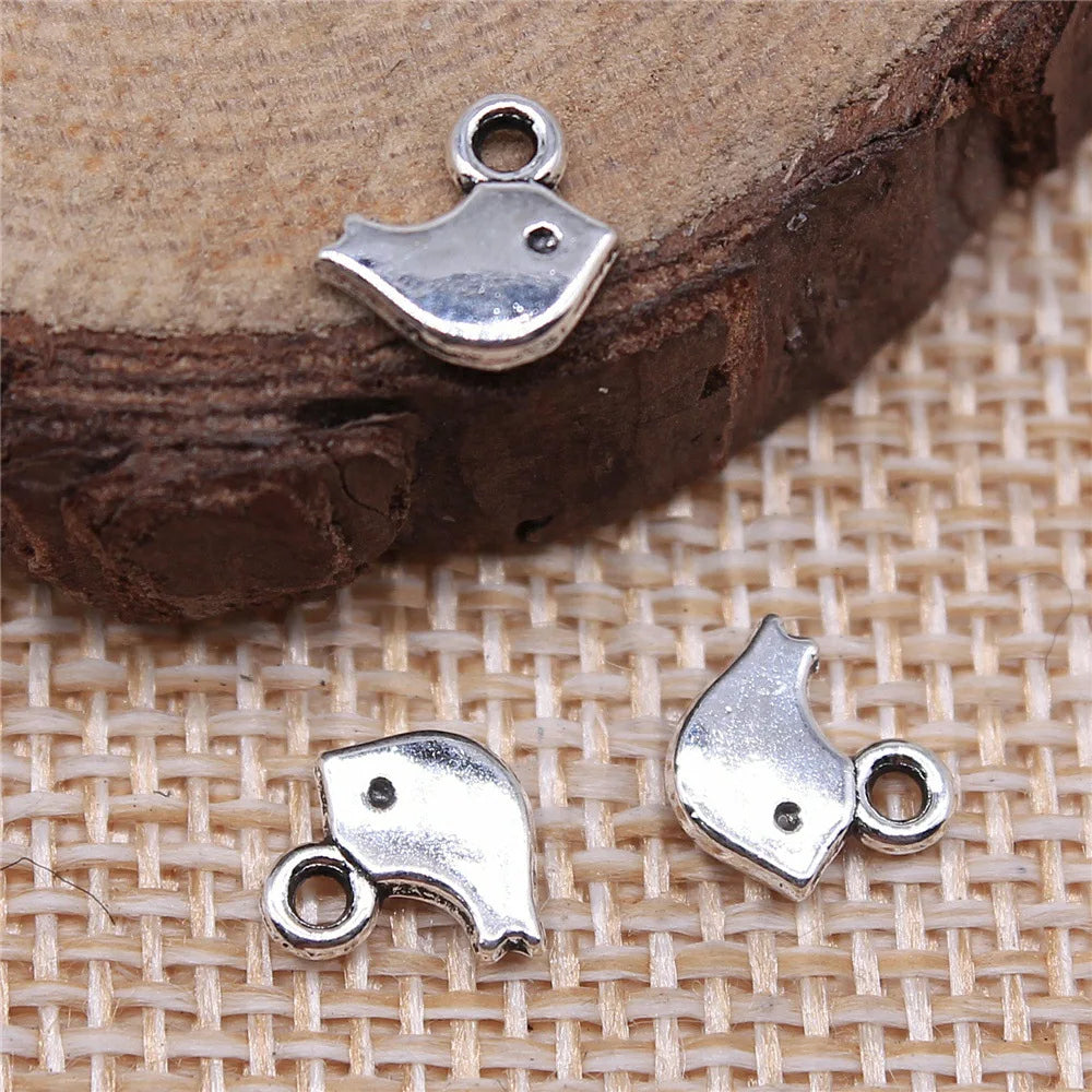 8x7mm 0.3g Multicolor Zinc Alloy Tiny Bird Charm Pendant for DIY Handmade Bracelet Necklace Making