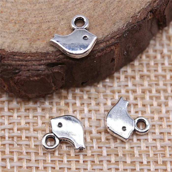 8x7mm 0.3g Multicolor Zinc Alloy Tiny Bird Charm Pendant for DIY Handmade Bracelet Necklace Making