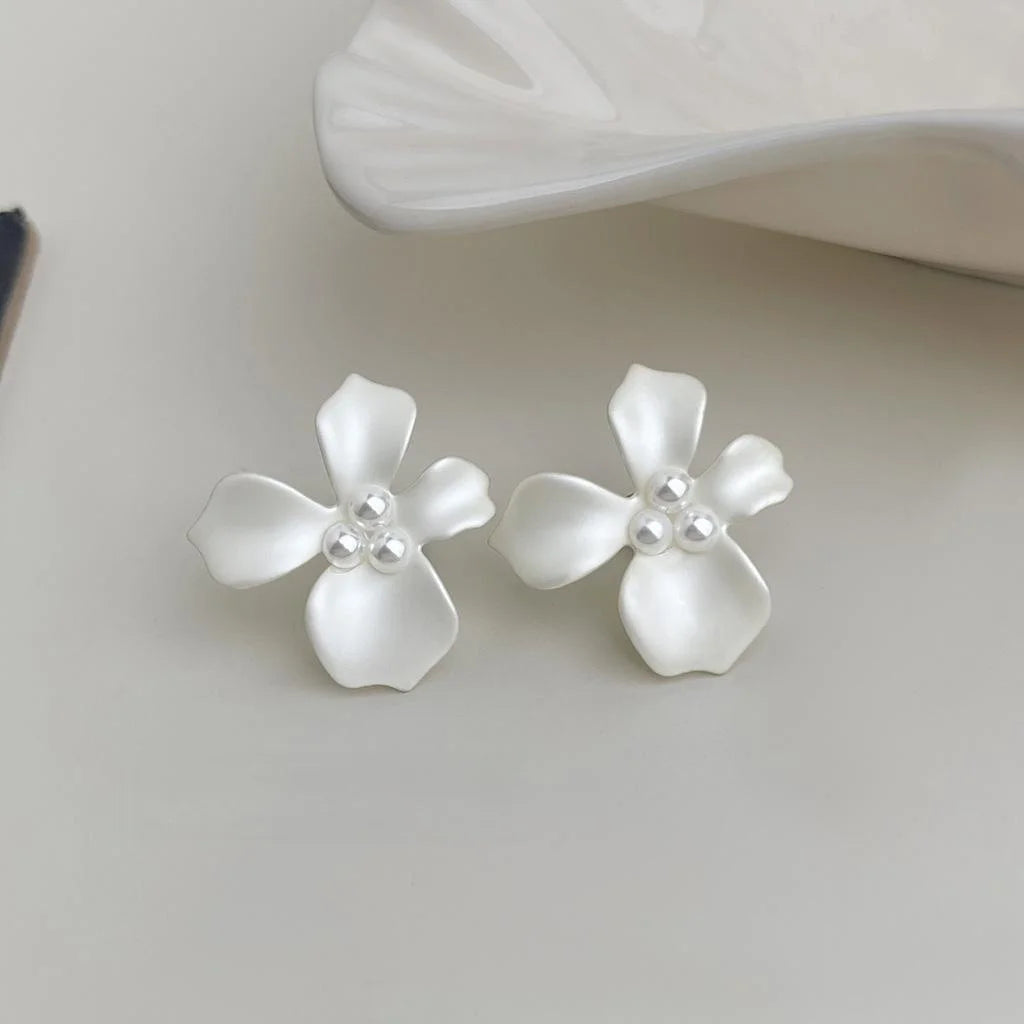 Sweet Floral Enamel Eco-Friendly Copper Stud Earrings Elegant Summer Fashion Jewelry