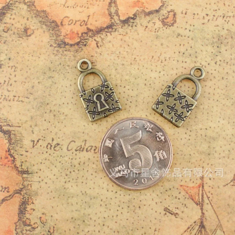18x10MM Antique Silver Zinc Alloy Padlock Charm Pendant for DIY Necklace Bracelet Jewelry Making