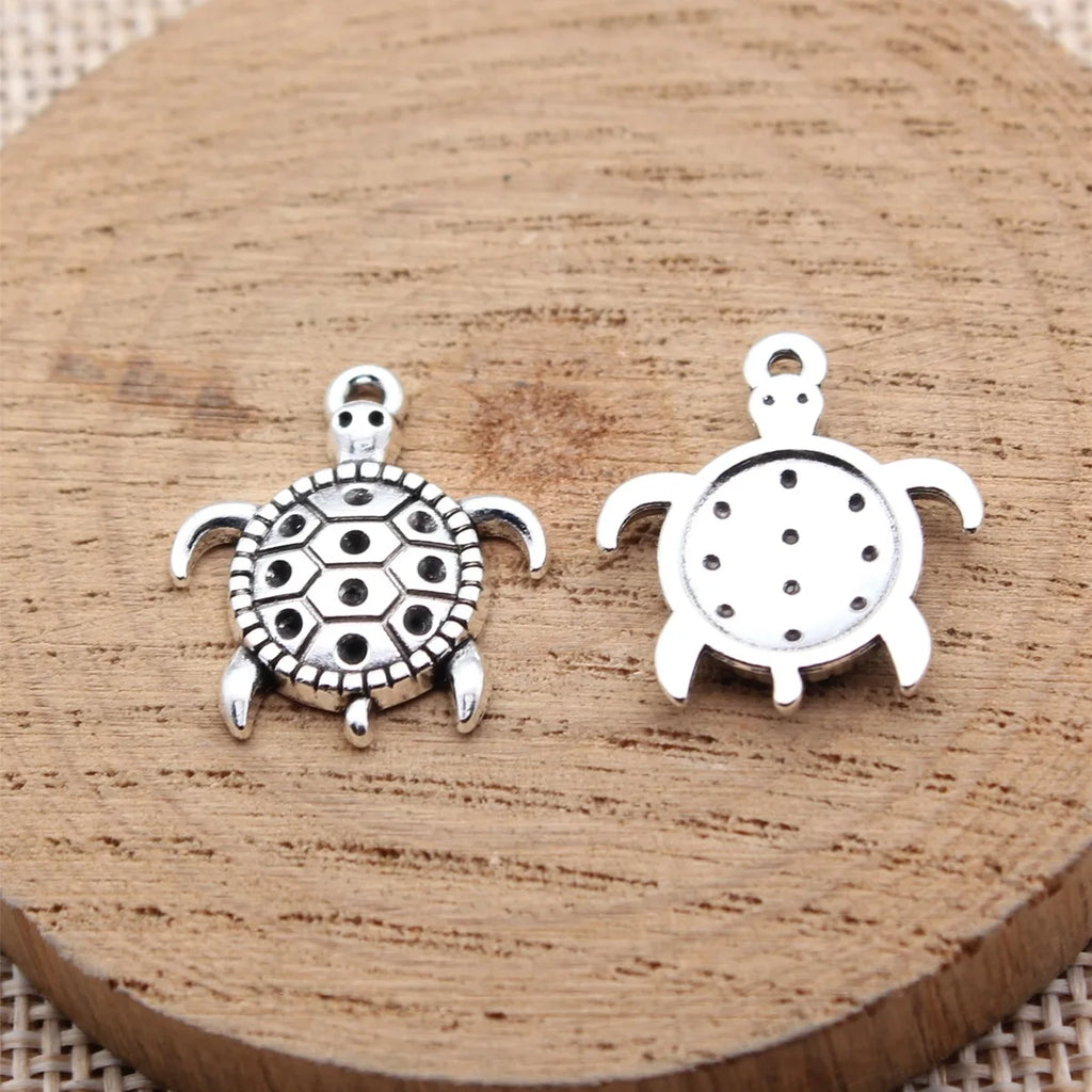 20x17mm 1.4g Antique Silver Zinc Alloy Sea Turtle Charm Pendant for Necklace Bracelet DIY Jewelry