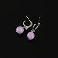 Elegant Purple Amethyst Round Bead Drop Alloy Zircon Stud & Clip On No Piercing Dangle Earrings