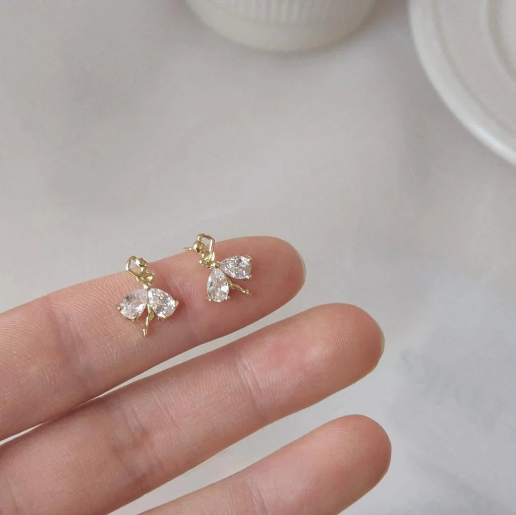 Silver Plated Copper Ballet Girl Geometric Stud Earrings Korean Japanese Minimalist Jewelry