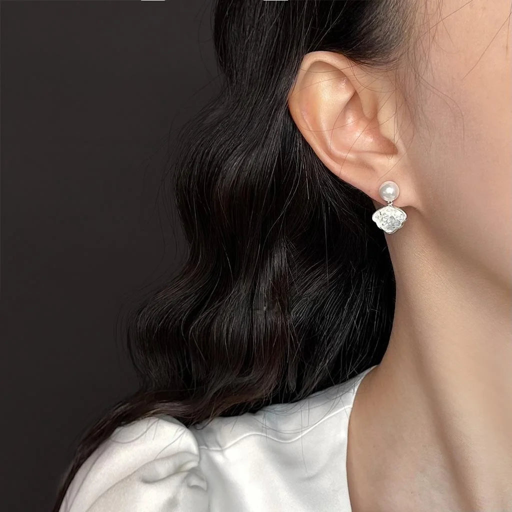 Aquamarine Gradient Glass Crystal Leaf Drop Earrings Copper Sweet Minimalist Summer Jewelry
