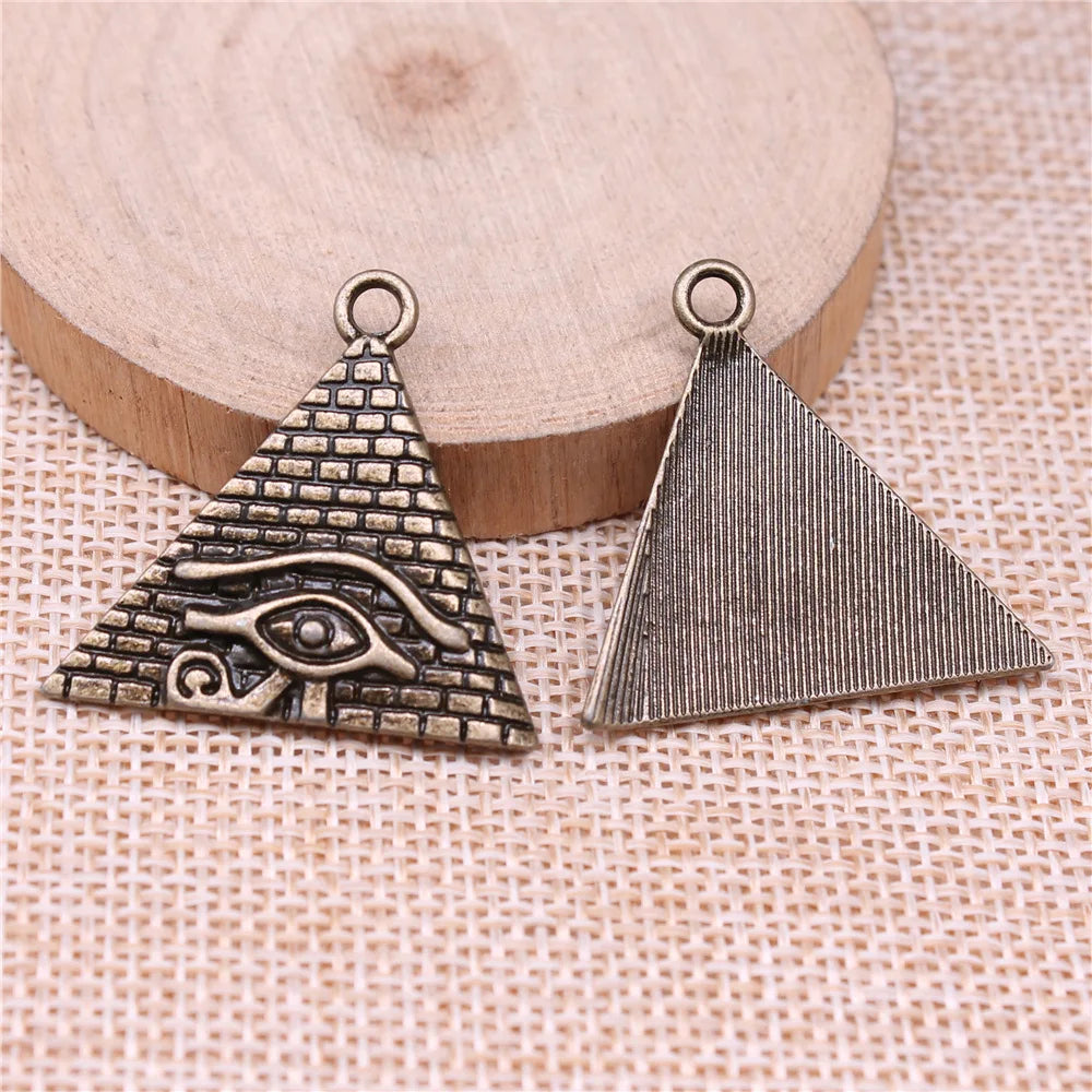 30x32mm 3.8g Multicolor Zinc Alloy Pyramid Horus Eye Charm Pendant for DIY Jewelry Making