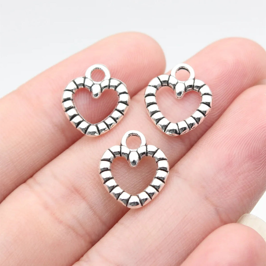 14x12mm 0.62g Multicolor Zinc Alloy Heart Charm Pendant for Bracelet Necklace DIY Jewelry Making