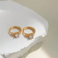 18K Gold Plated Copper Zircon Round Geometric Stud Earrings Light Luxury Everyday Jewelry