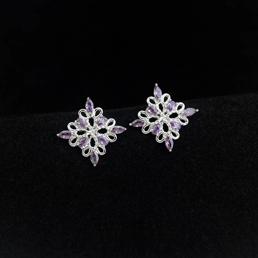 Designer Micro Pave Zircon Geometric Diamond Hollow Stud Earrings In Eco-Friendly Copper