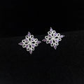 Designer Micro Pave Zircon Geometric Diamond Hollow Stud Earrings In Eco-Friendly Copper