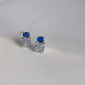 Premium Geometric Colorblock Zircon Copper Stud Earrings With Silver Plated Pins
