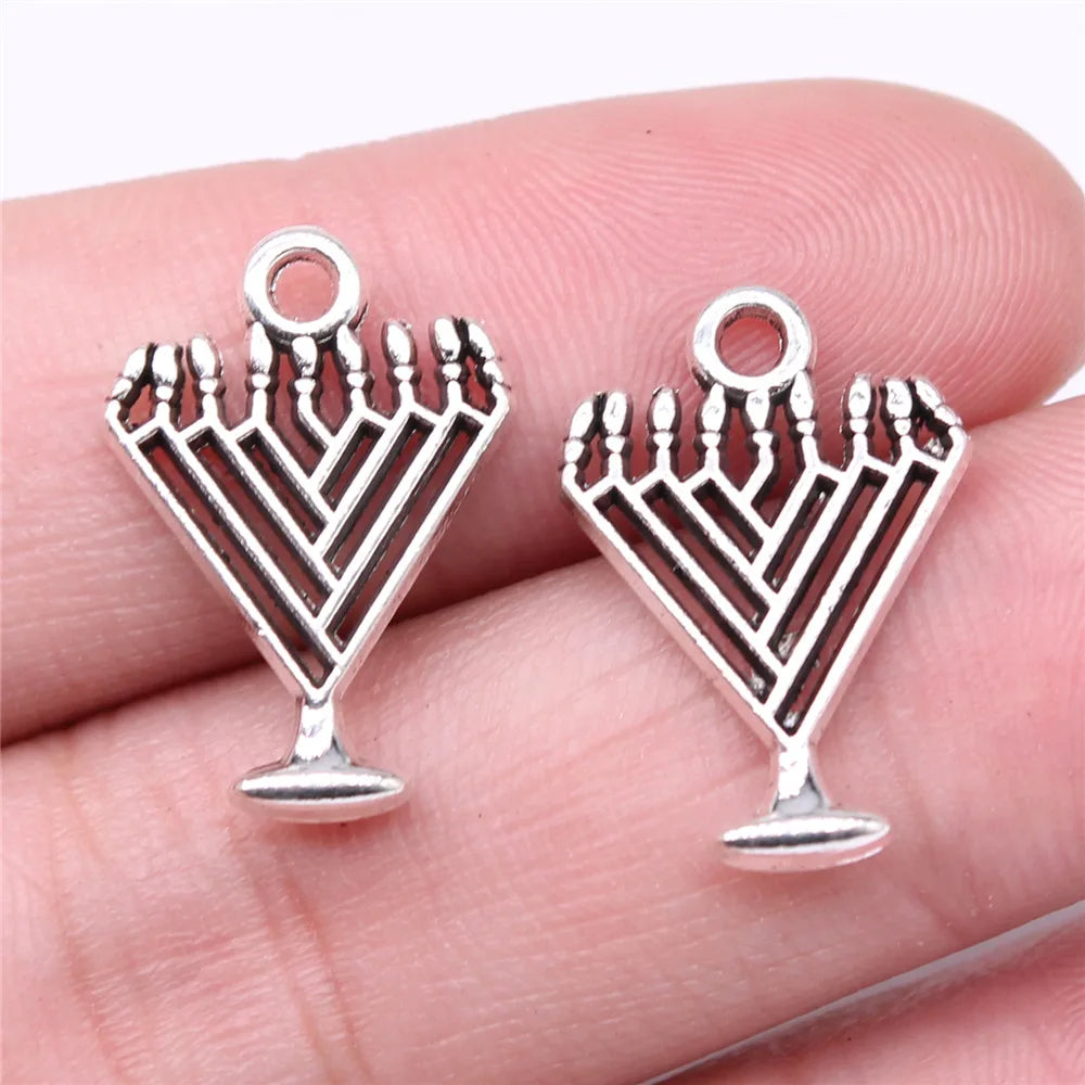 21x14mm 1.17g Antique Silver Zinc Alloy Candlestick Charm Pendant for Vintage DIY Jewelry Making
