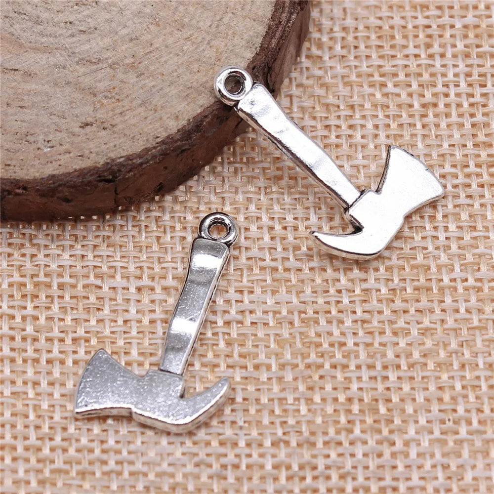 26x15mm 1.7g Antique Silver Zinc Alloy Axe Charm Pendant for DIY Tool Theme Jewelry Making