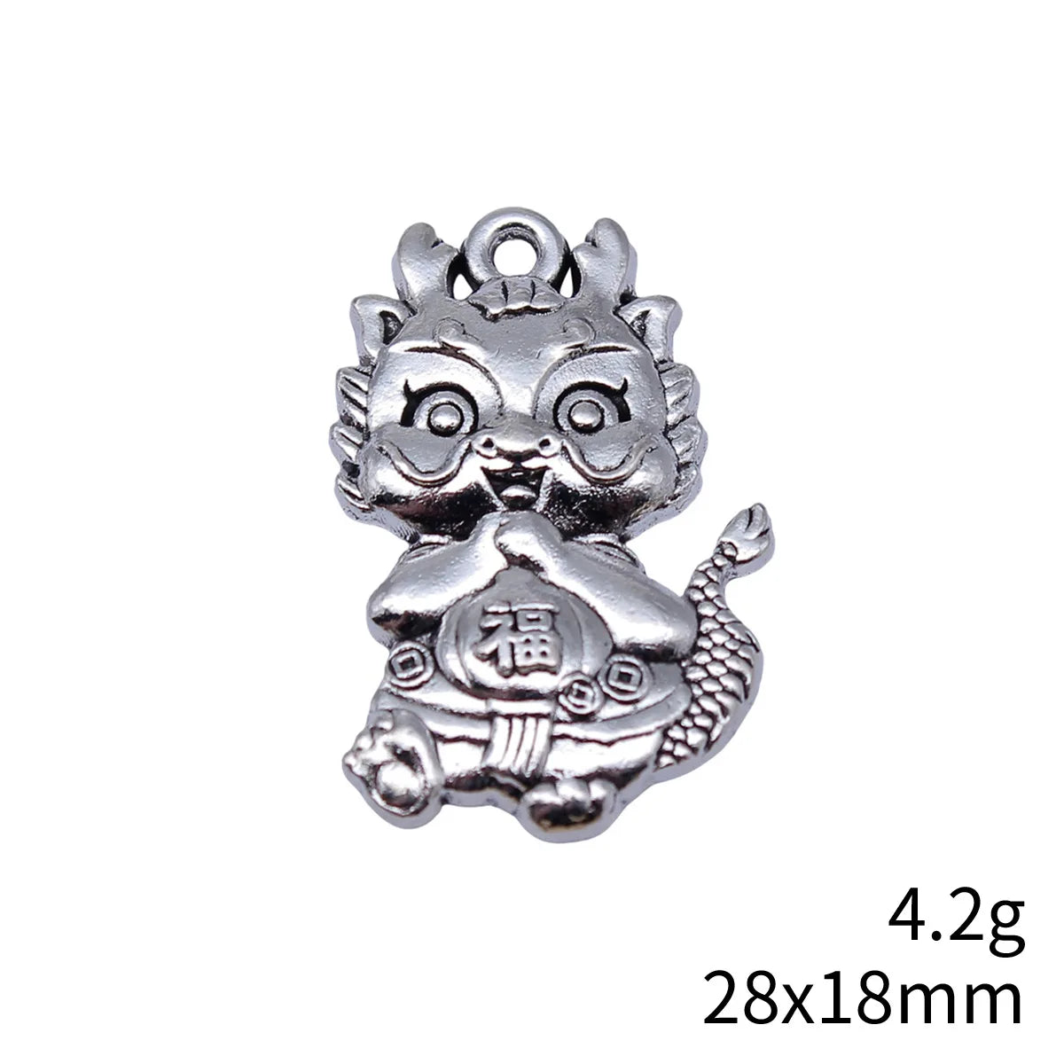 28x18mm 4.2g Multicolor Zinc Alloy Chinese Dragon Charm Pendant for Necklace Bracelet Keychain DIY