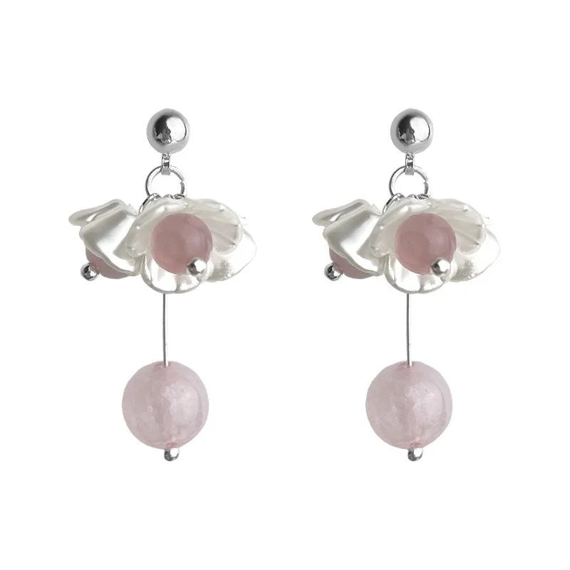 Sweet Floral Tassel Drop Earrings Eco Friendly Copper Handmade Minimalist Cute Flower Jewelry