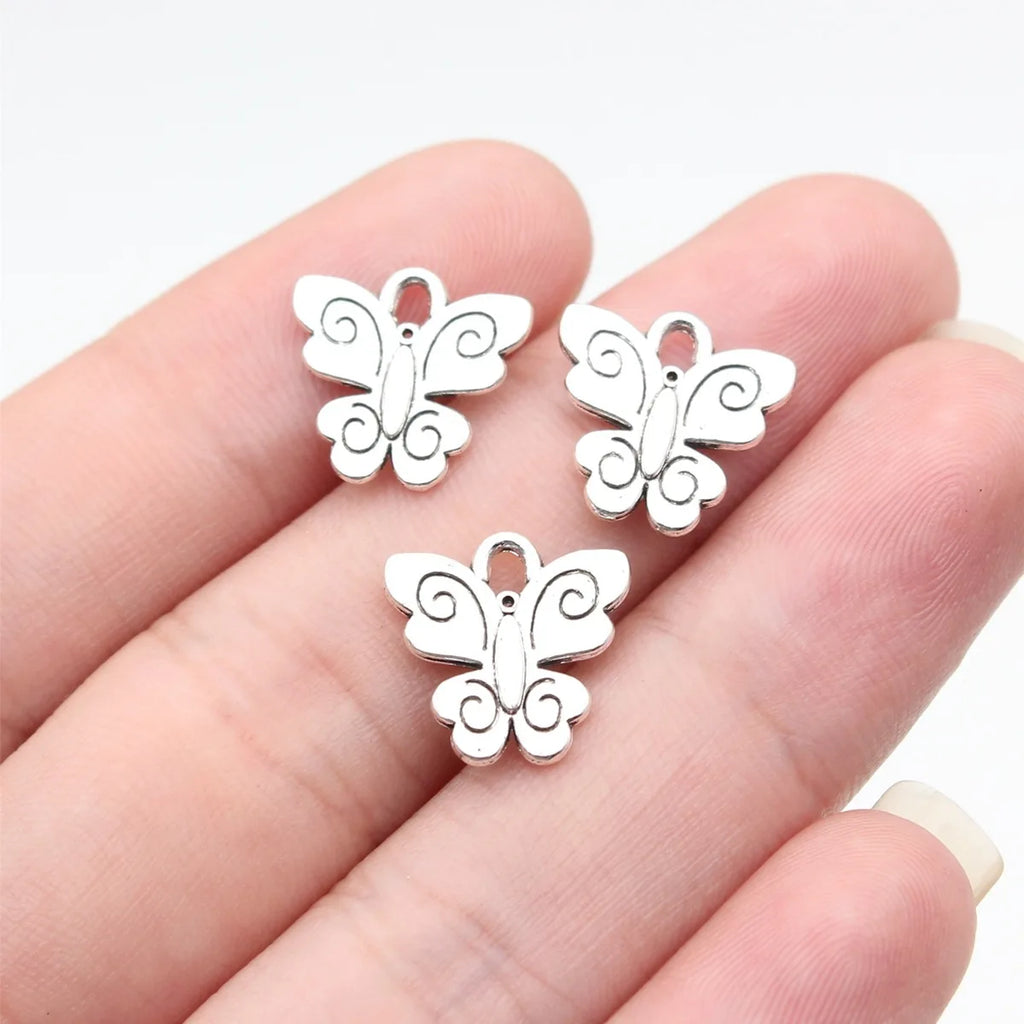 13x13mm 0.73g Multicolor Zinc Alloy Butterfly Charm Pendant for Earring Necklace Bracelet DIY