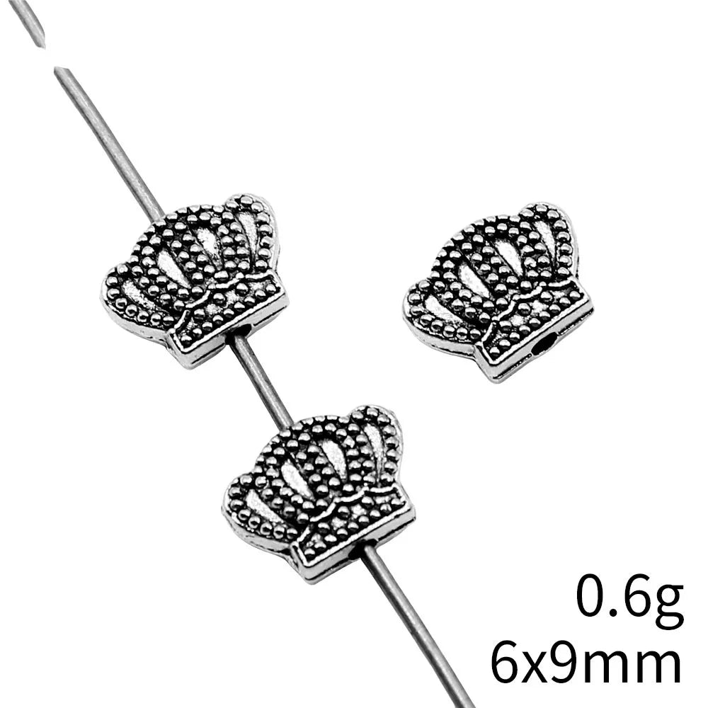 6x9mm 0.6g Antique Silver Zinc Alloy Crown Spacer Beads for DIY Bracelet Necklace Jewelry