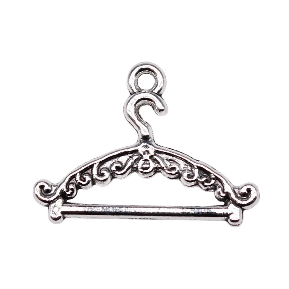 24x17mm 1.07g Antique Silver Zinc Alloy Clothes Hanger Charm Pendant for DIY Necklace Jewelry