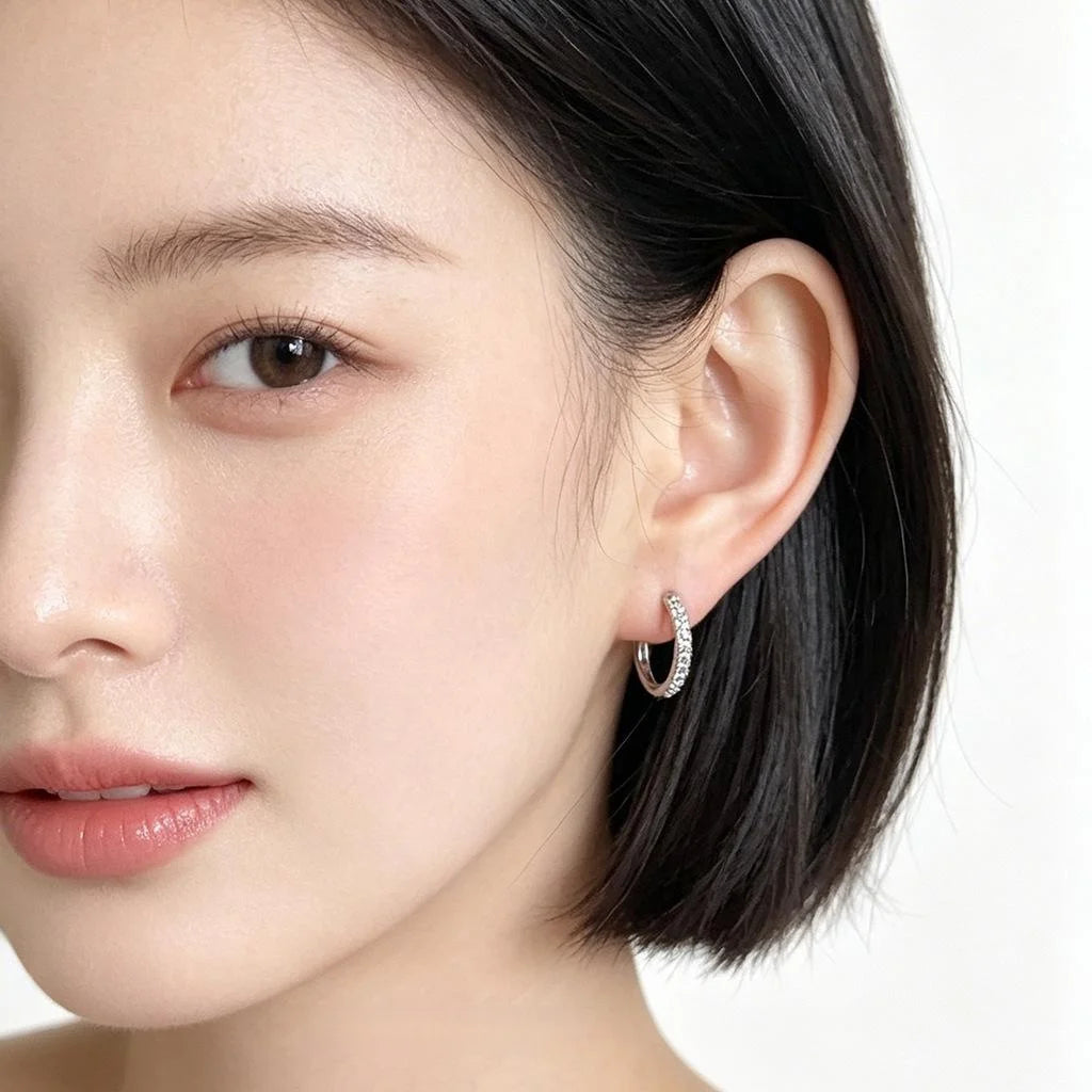 Sweet Cool Micro Pave Zircon Geometric Hoop Earrings Eco-Friendly Copper Minimalist Daily Jewelry