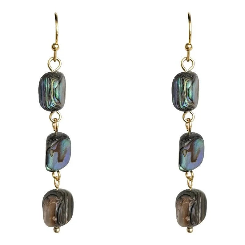 Light Luxury Abalone Shell Geometric Tassel Drop Earrings Handmade Long Irregular Jewelry