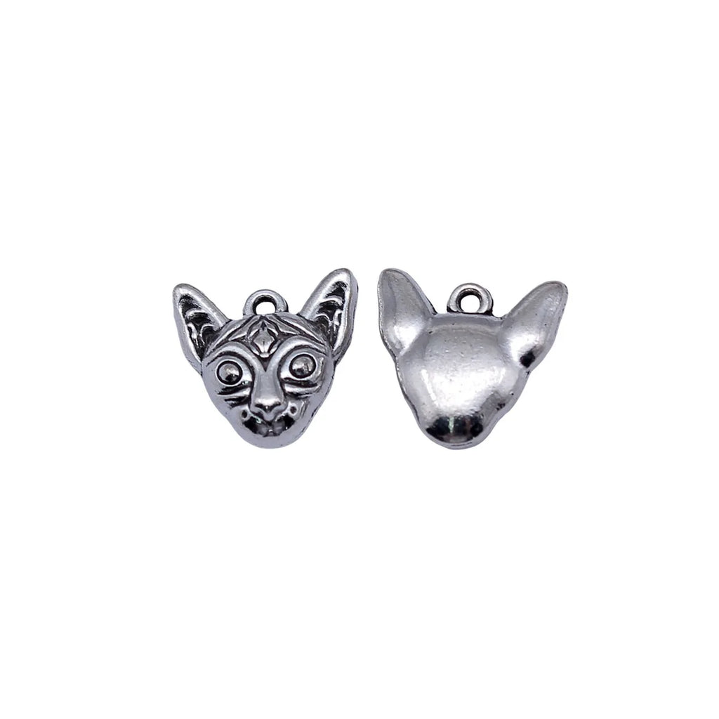 15x15x5.5mm 3.1g Antique Silver Zinc Alloy Sphynx Cat Charm Pendant for DIY Necklace Bracelet Jewelry