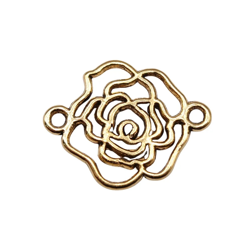 17x14mm 0.6g Multicolor Zinc Alloy Hollow Flower connector charm for DIY bracelet necklace making