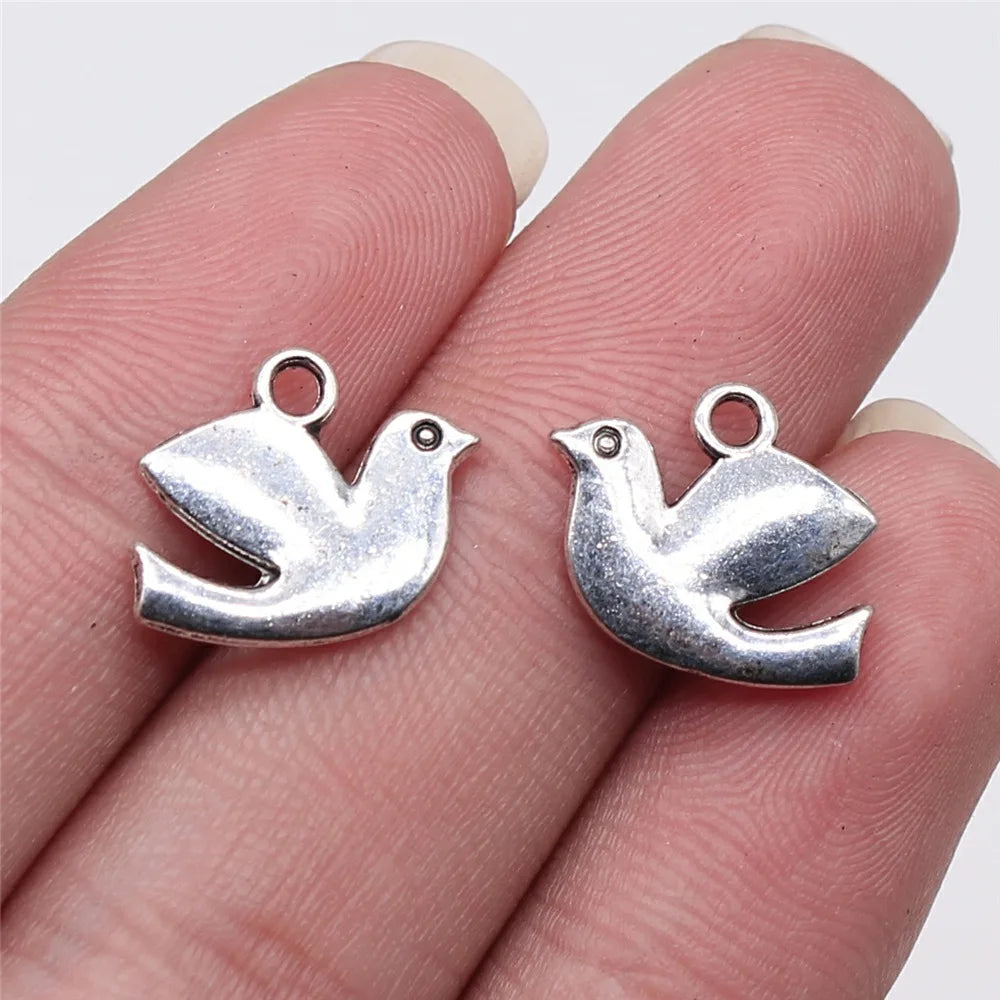 12x16mm 0.9g Multicolor Zinc Alloy Peace Dove Charm Pendant for DIY Necklace Bracelet Making
