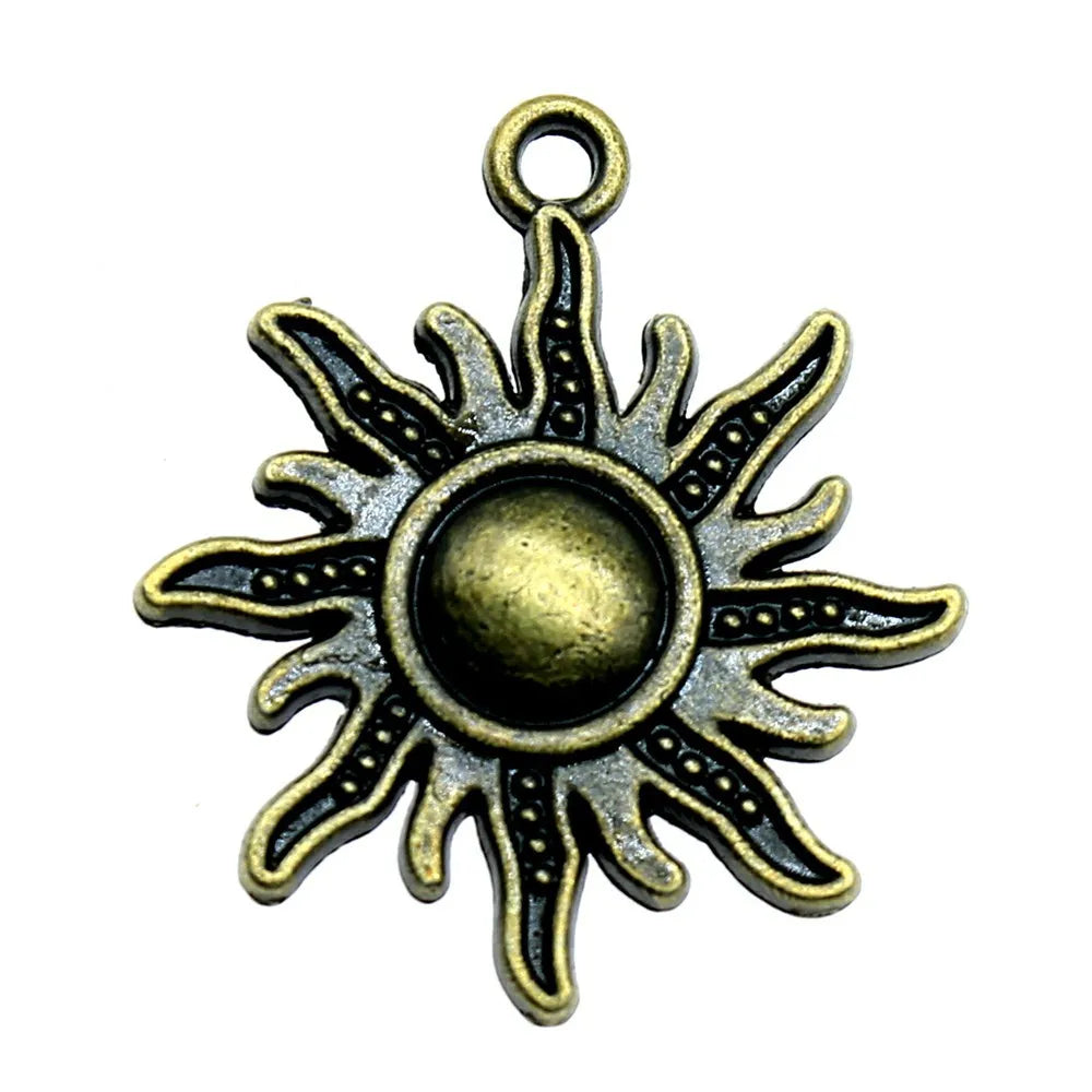 28x25mm 2g Multicolor Zinc Alloy Sun Charm Pendant for DIY Necklace Bracelet Jewelry Making