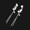 Elegant Ink Butterfly Alloy Crystal Long Tassel Stud & Clip On No Piercing Earrings