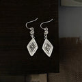 Vintage New Chinese Style Geometric Rhombus Pattern Eco-Friendly Copper Drop Earrings